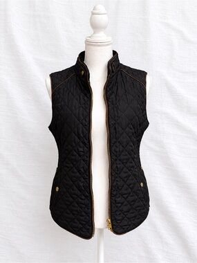 Love Tree Black Quilted Vest with Gold Accents